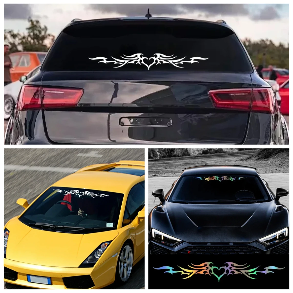 

Heart Wings Car Windshield Decal - Creative DIY Vinyl Film Sticker for Window, Self-Adhesive Auto Tuning Accessories