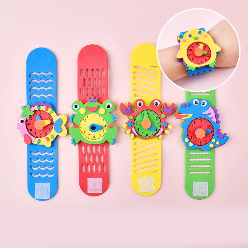 3PCS bambini creativi fai da te orologio Crafting materiale Kit giocattoli creativo piccolo animale Crafting orologio giocattoli tempo cognitivo per bambini