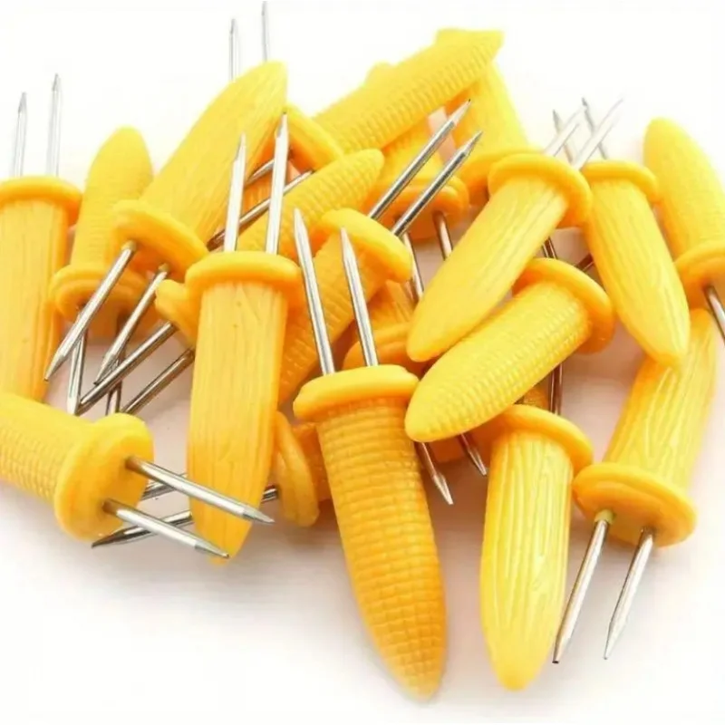 20 piezas tenedores de maíz de acero inoxidable, tenedores de barbacoa, estantes de maíz, brochetas de maíz