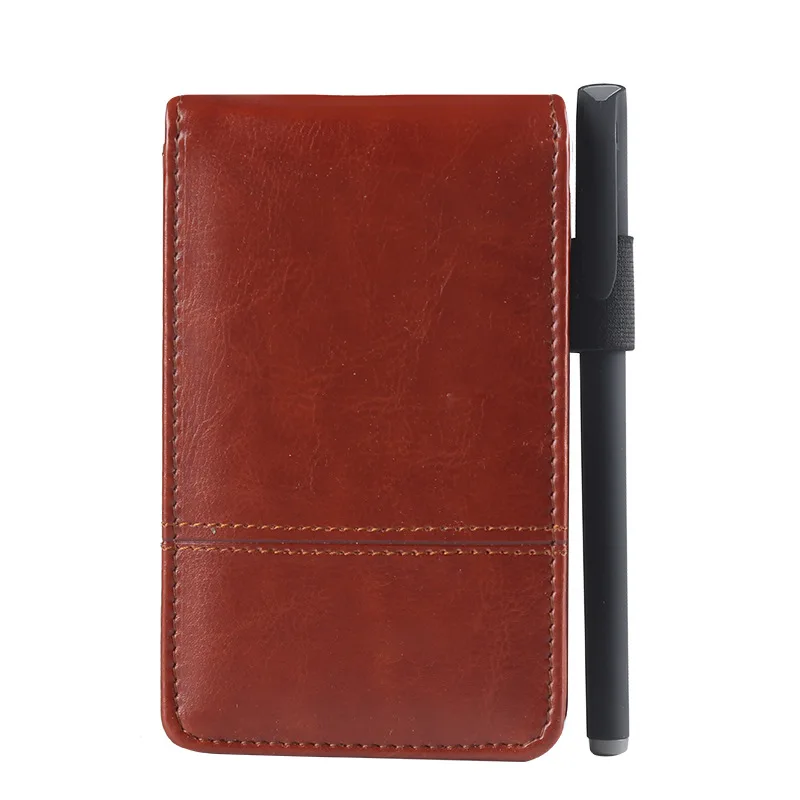 A7 Pocket Notepad Leather Notebook Planner Small Daily Memo with Calculator and Pen Multifunction Business Office Stationery