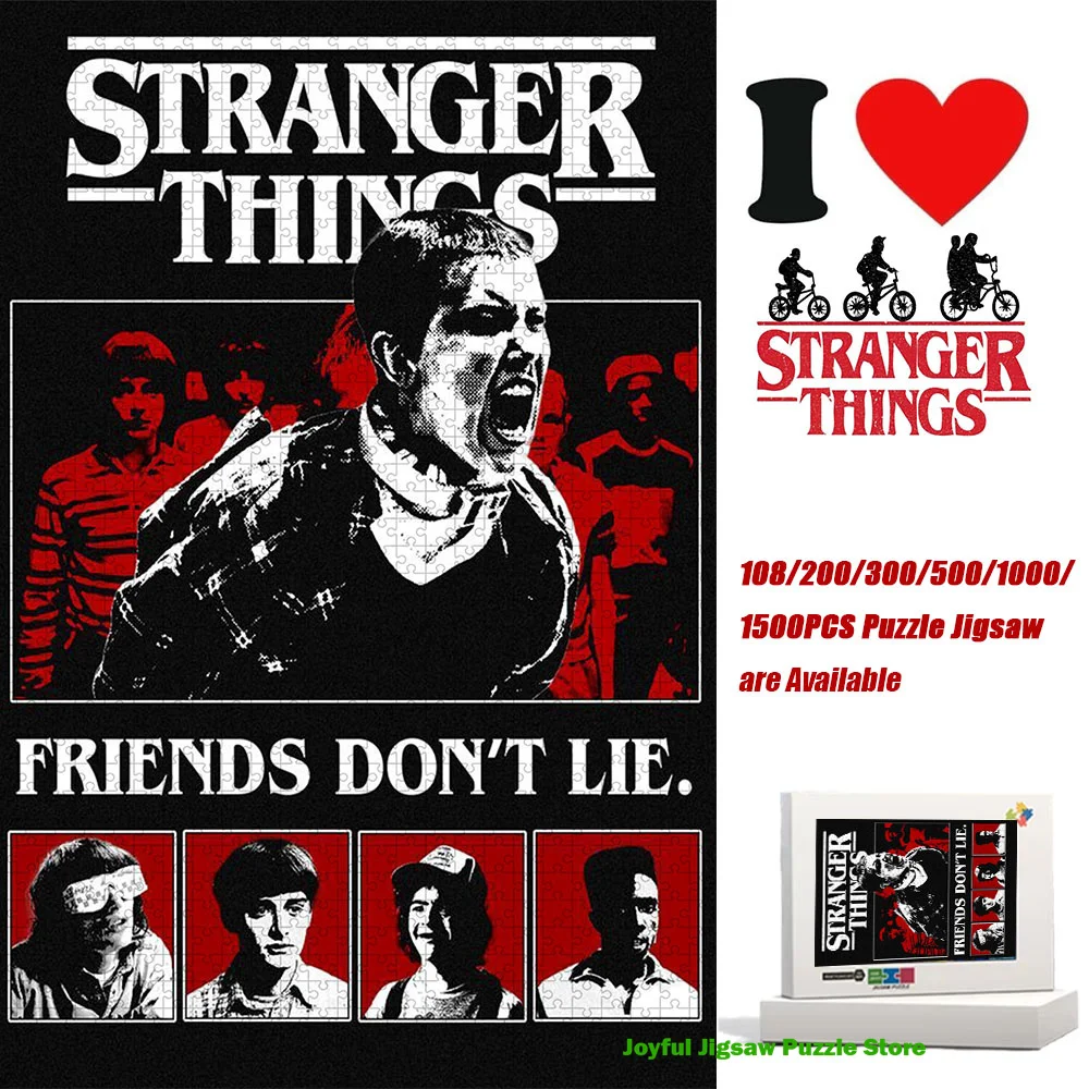 Stranger Things Jigsaw Puzzle Friends Don't Lie Puzzles Decompression Toy Perfect Gift for Adults Unisex Puzzles with Gift Box
