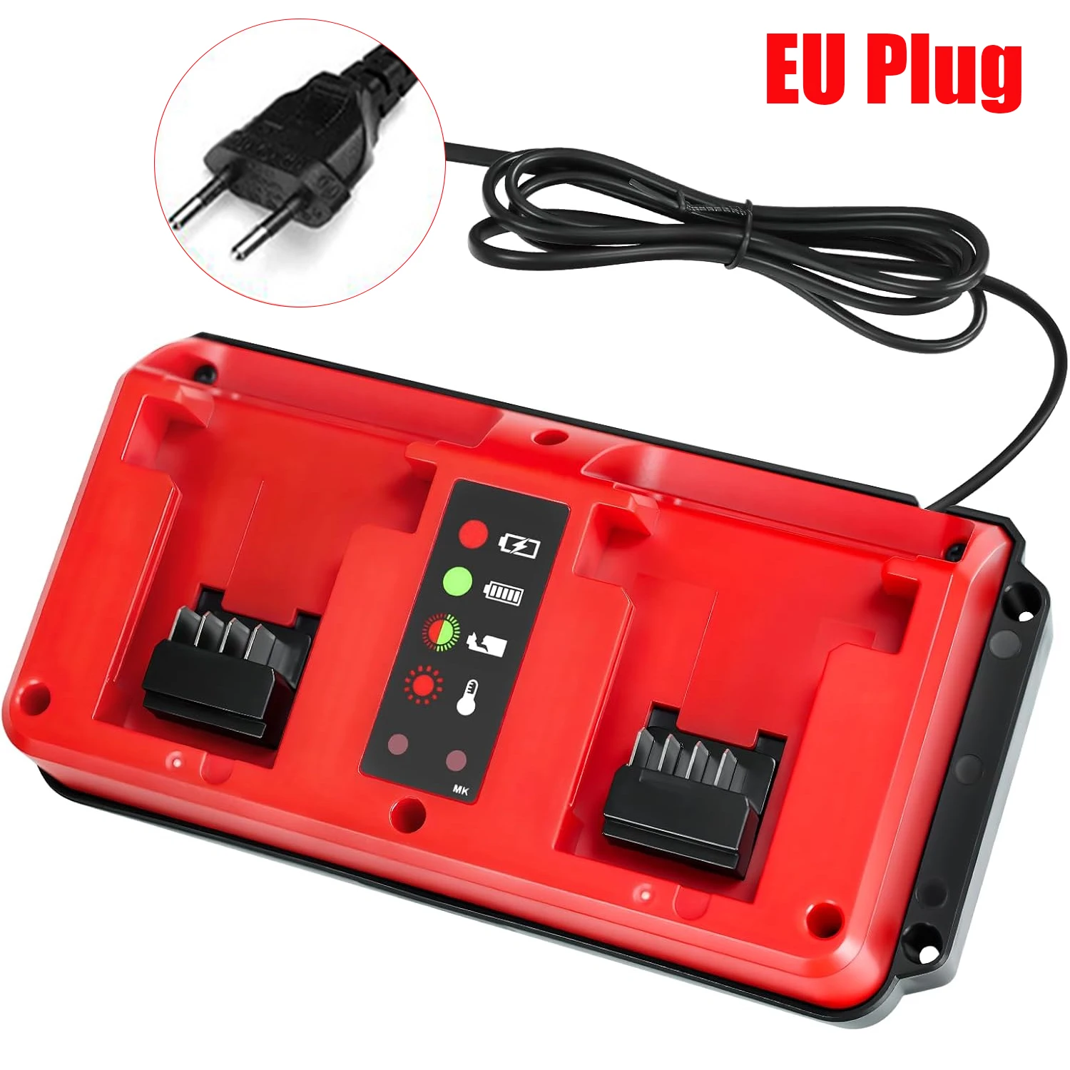 

Станция быстрой зарядки с двумя зарядными устройствами мощностью 90 Вт, совместимая с литий-ионными аккумуляторами Milwaukee 18 В, для инструментов с батарейным питанием