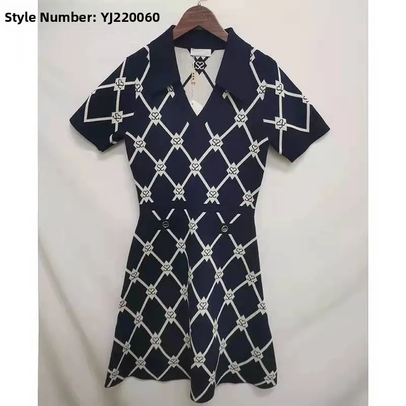 

Ele Women's Plaid Knitted Dr Spring New Sle ort Sve Midi Skirt High Waist A-Line Silhouette Commute Sle