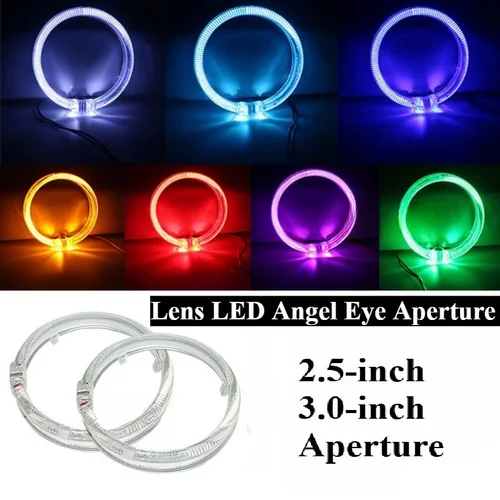 Imagen 1 del producto 2 uds bombilla LED de ojo de Ángel Halo 2,5 ""3,0"" luz de circulación diurna luz antiniebla luz de estilo luz de señal de giro blanca y amarilla