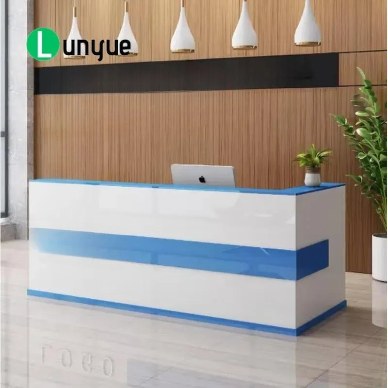 Modern Durable Wood Reception Desk Extendable Foldable Commercial Front Desk for Office Building Hotel Use