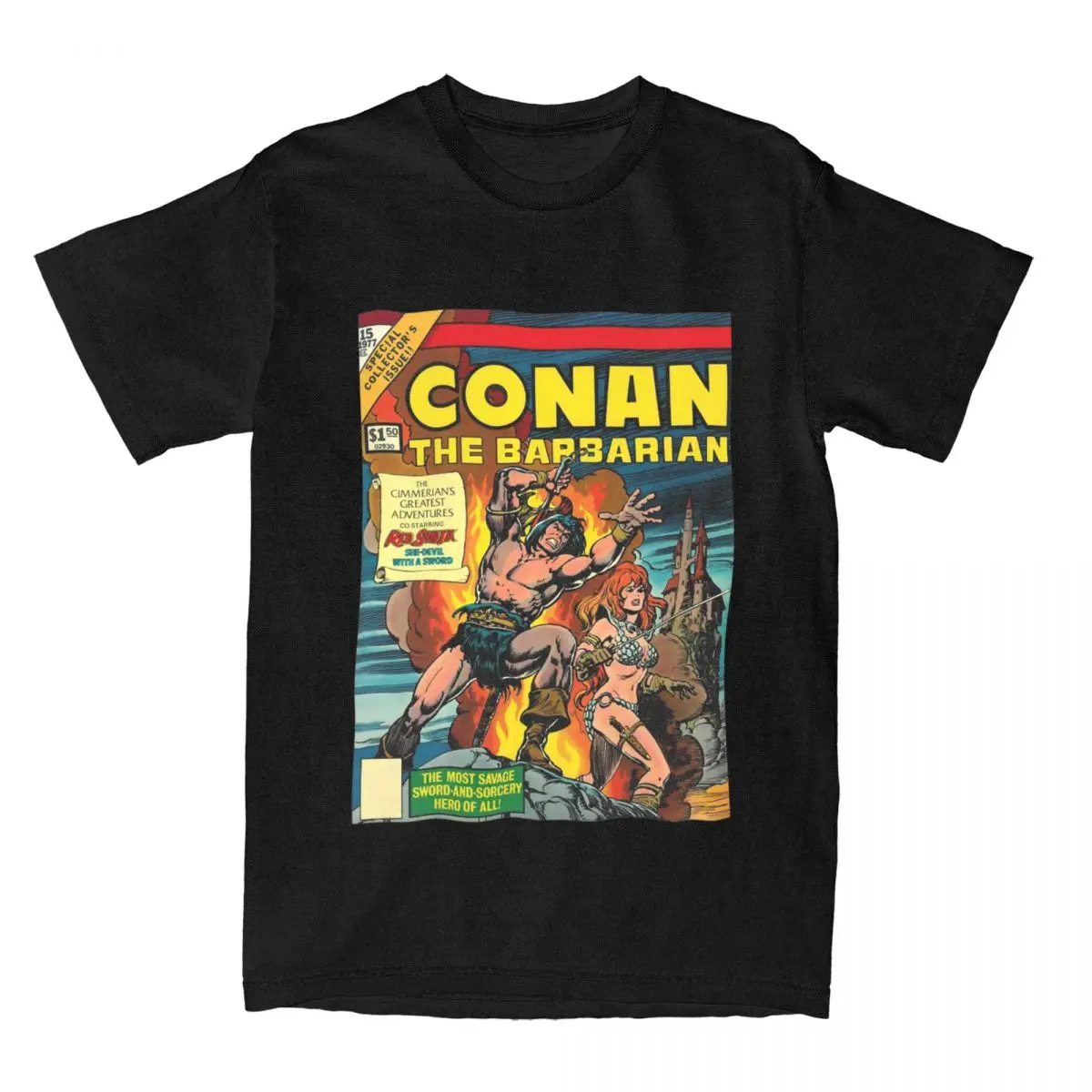 Conan And Red Sonja Conan The Barbarian T Shirt Merch Men Women 100% Cotton Vintage T-shirt Short Sleeve Tops Original