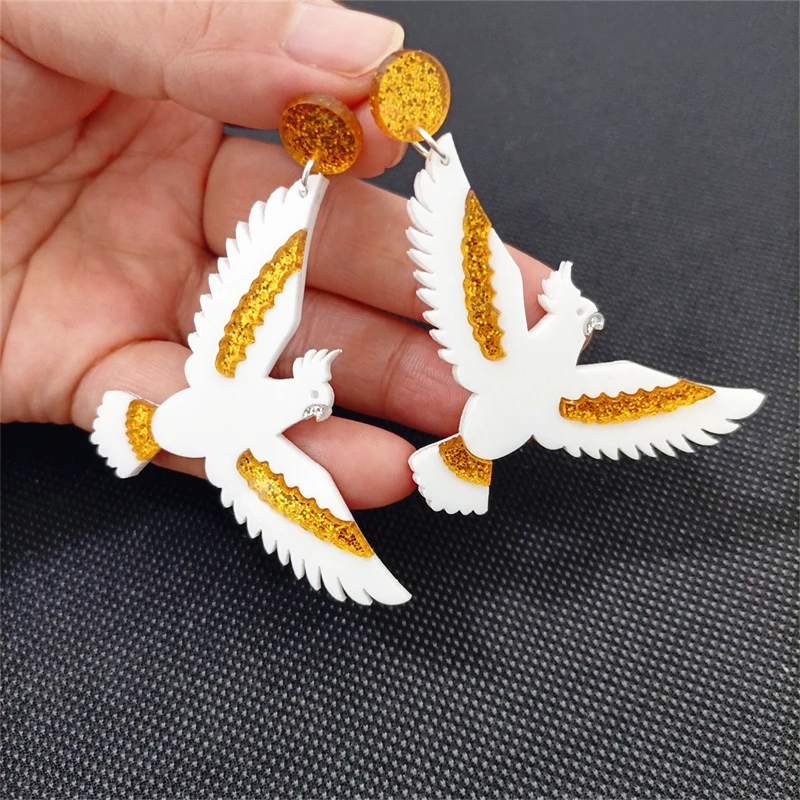 KUGUYS Bird Parrot Wings Ethnic Dangle Earrings For Women Jewelry Animal Party Trendy Accessories