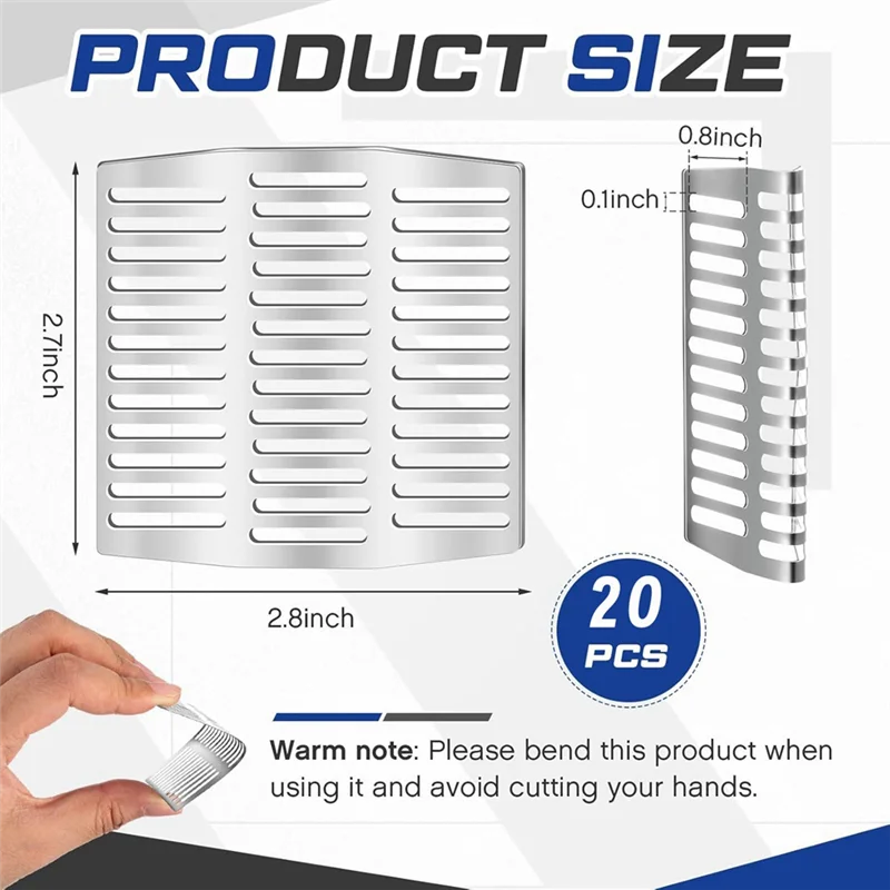 AT63-For Wall Weep Hole Insert Covers 20 قطعة 2.75 بوصة × 2.8 بوصة من الفولاذ المقاوم للصدأ لتوقف الطوب والحفاظ على الخروج