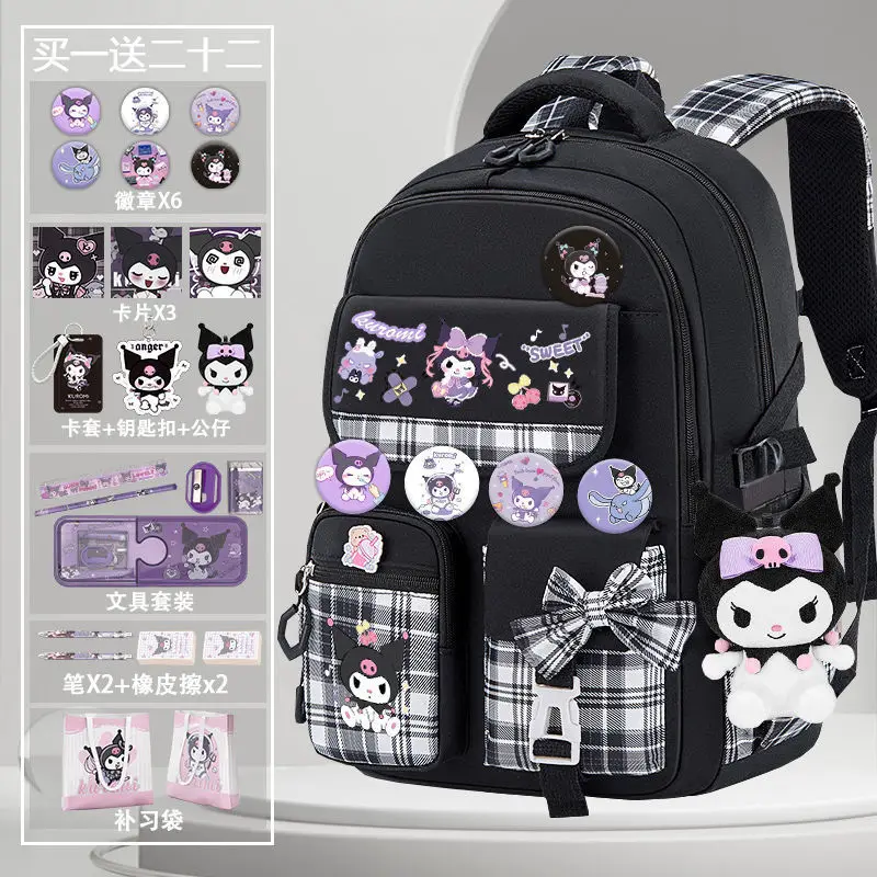 

Sanrio Kuromi Cinnamoroll Schoolbag Cartoon Bag Burden Reduction Lightweight High Capacity Backpack School Supplies Gifts