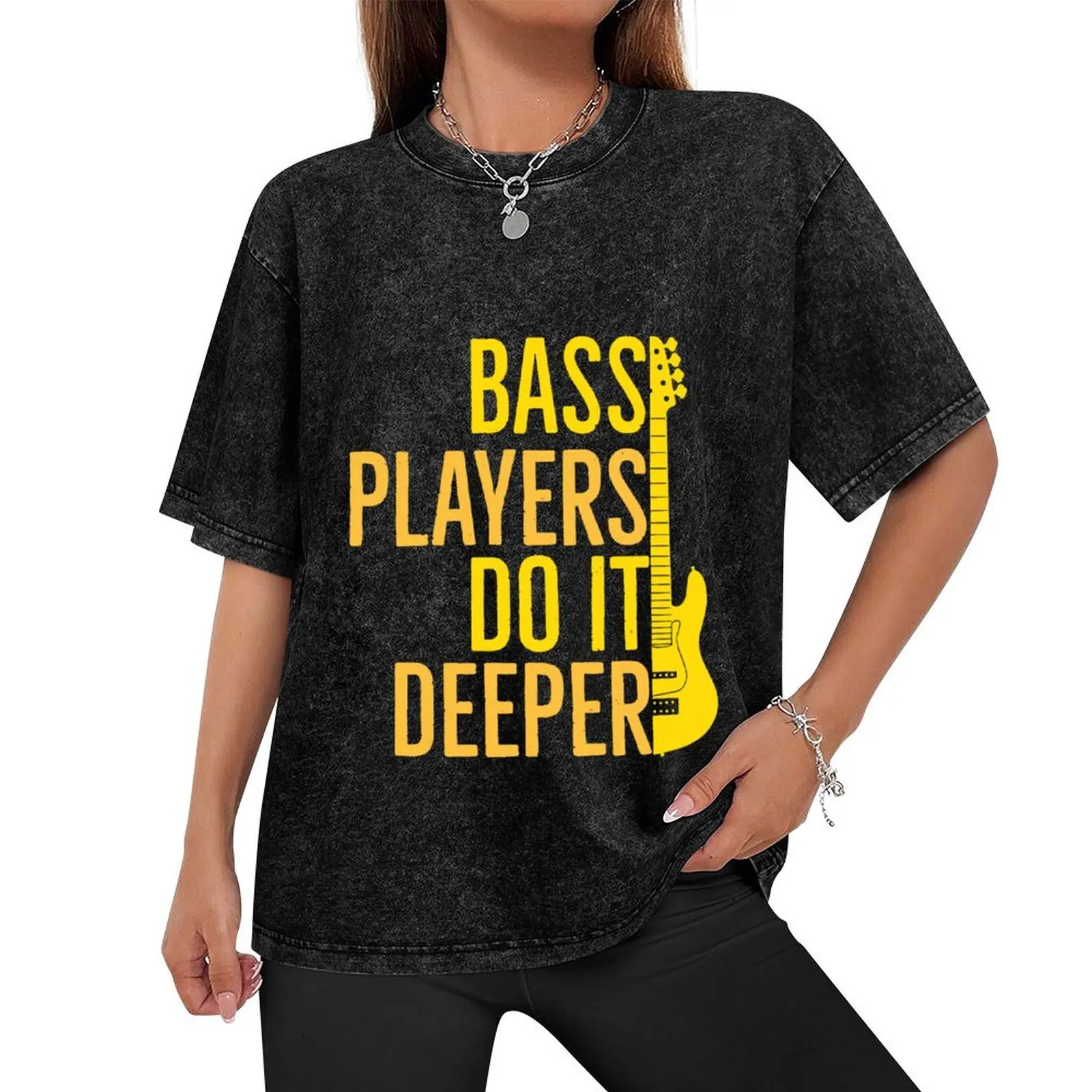 Bass Players Do It Deeper Funny Guitarist Gift T-Shirt designer shirts funny gifts mens cotton t shirts