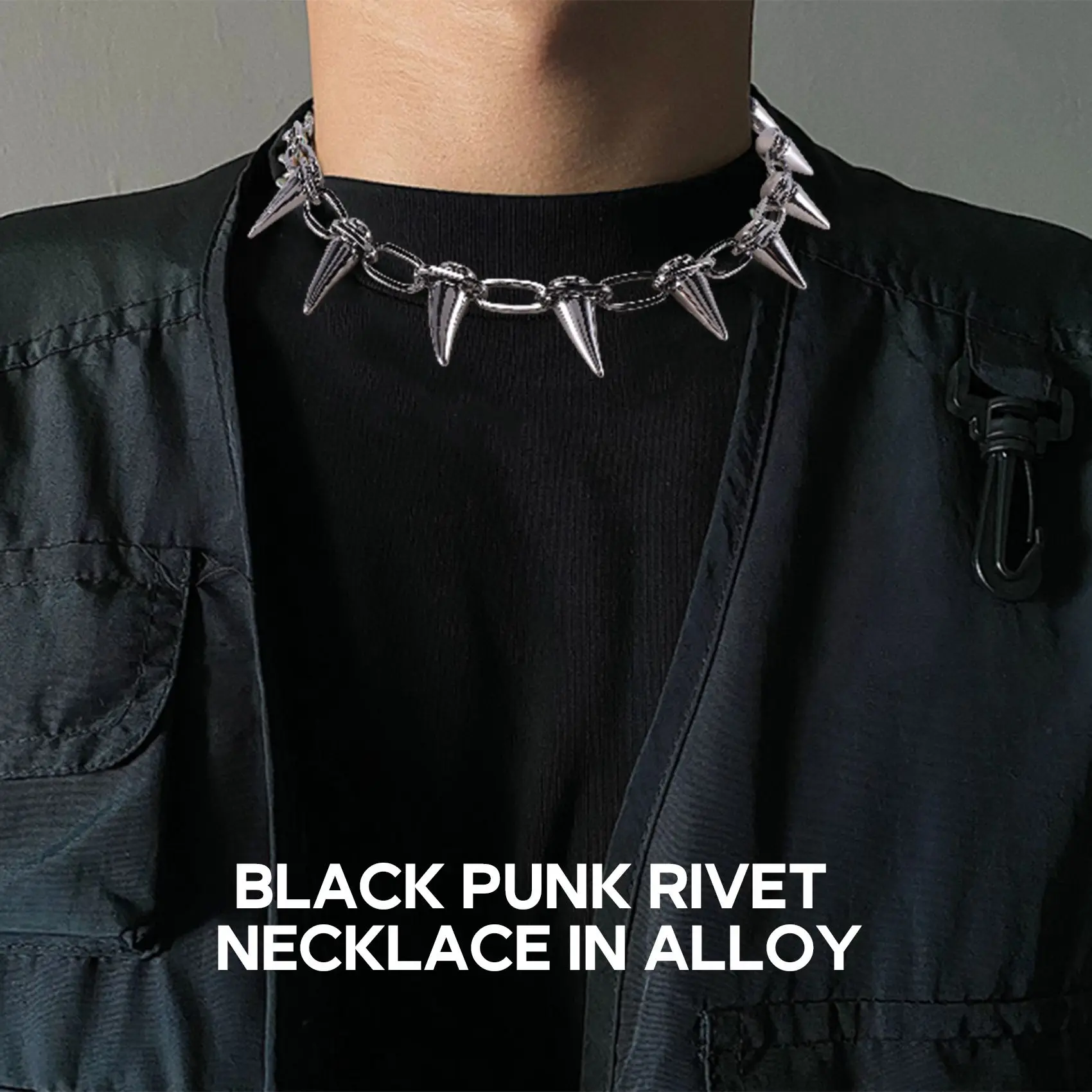 Metal Spikes Studs Rivets Punk Goth Necklace Choker Collar