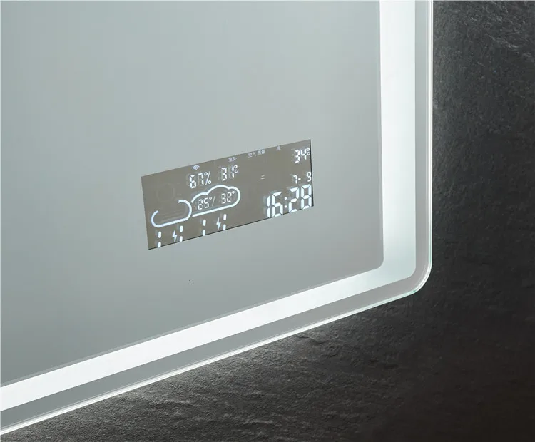 rectangular LED bathroom mirror fog proof and Weather forecast function mirror restroom light mirrors