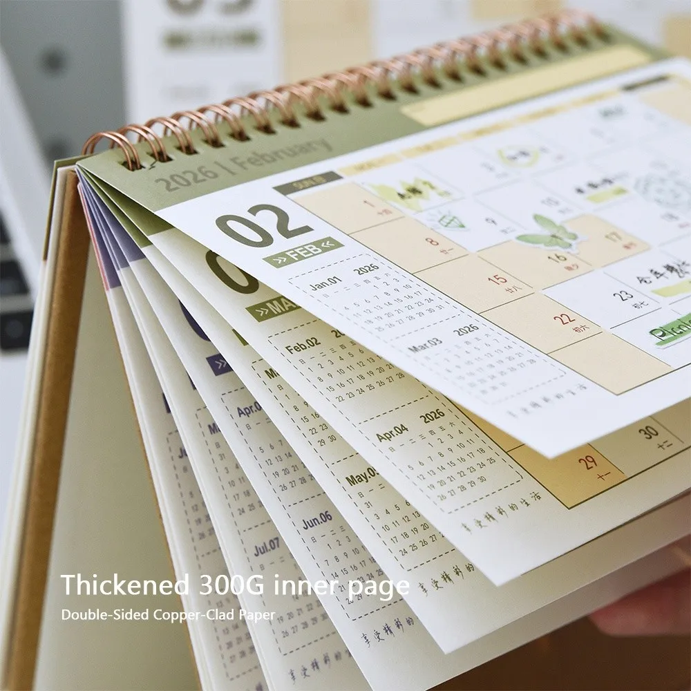 

Year of The Horse 2026 Desk Calendar with Pen Holder Student Stationery Ornamental Gift Box Wooden Desktop Ornament