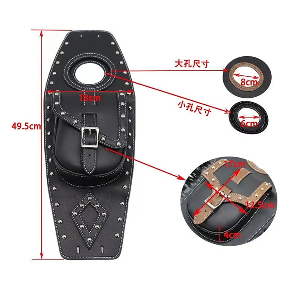 Motorcycle PU Leather Gas Fuel Tank Panel Pad Bag Cover W/Pouch Bag For Harley Sportster XL 883 1200 Honda Yamaha