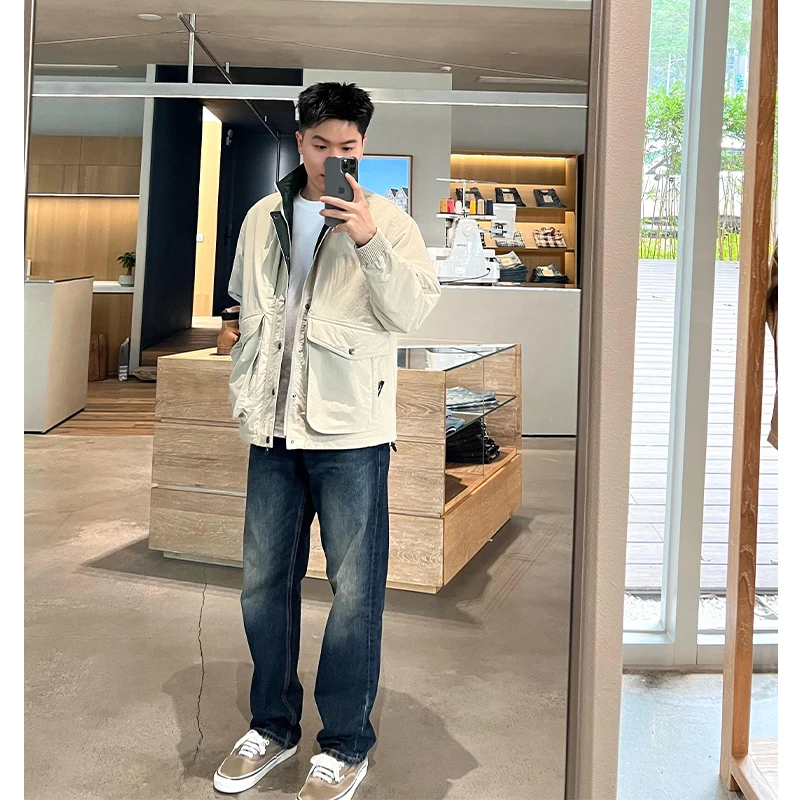 

Retro American Wide Leg Men's Jeans Spring Autumn Sle CleanFit Waed Cool Straight Long Pants High Waist Denim Jeans