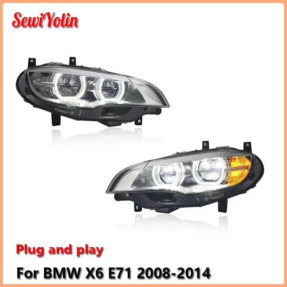 

Автомобильные светодиодные фары в сборе для BMW X6 E71 2008-2014, автоматические противотуманные фары DRL, стоп-сигналы поворота Plug and Play