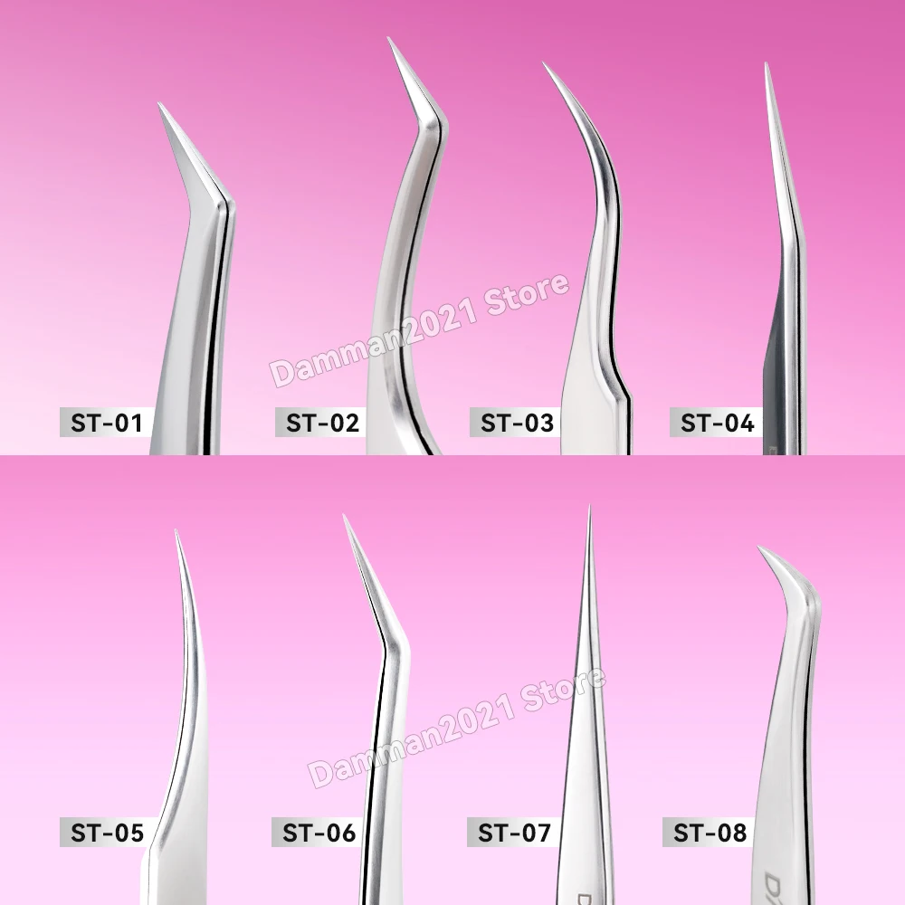 Damman Tweezers For Eyelash Extension High Precision Lashes Tweezers Anti-Static Stainless Steel Eyelash Tweezers Makeup Tools