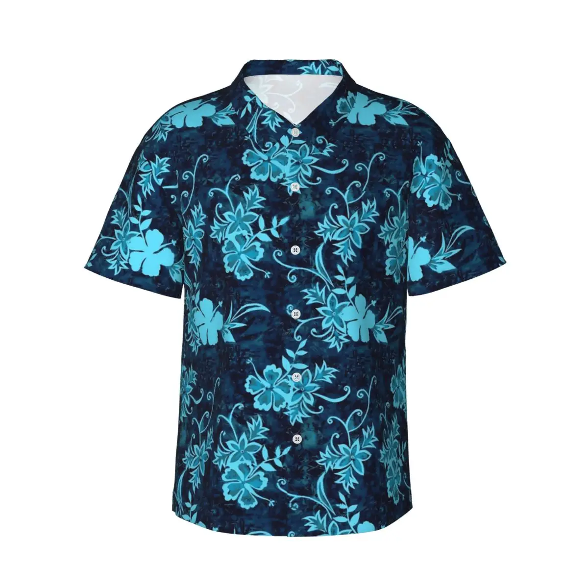 

Blue Retro Flower Vacation Shirt Men Hawaiian Hibiscus Casual Shirts Hawaiian Short Sleeve Design Trendy Oversized Blouses Gift