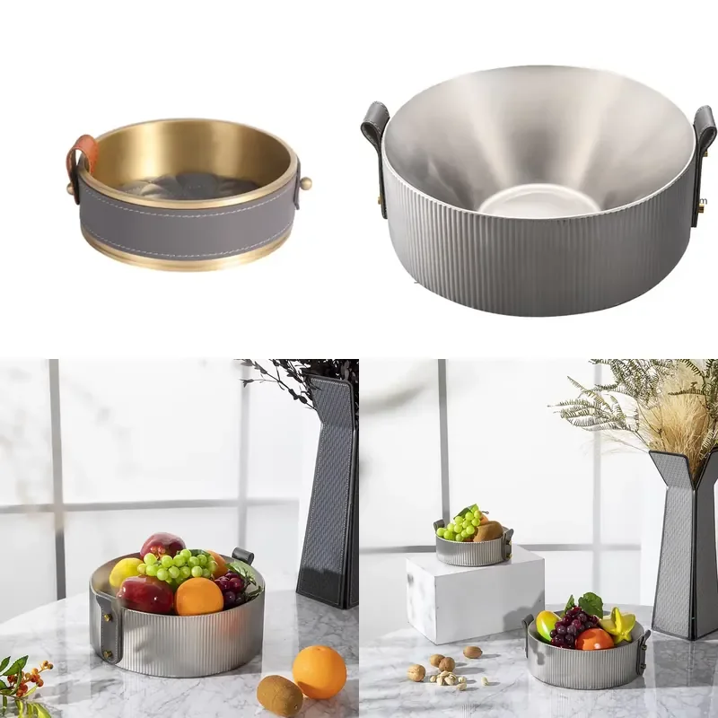 Tray customization creative special-shaped stainless steel fruit plate ornament soft decoration hotel serving tray light