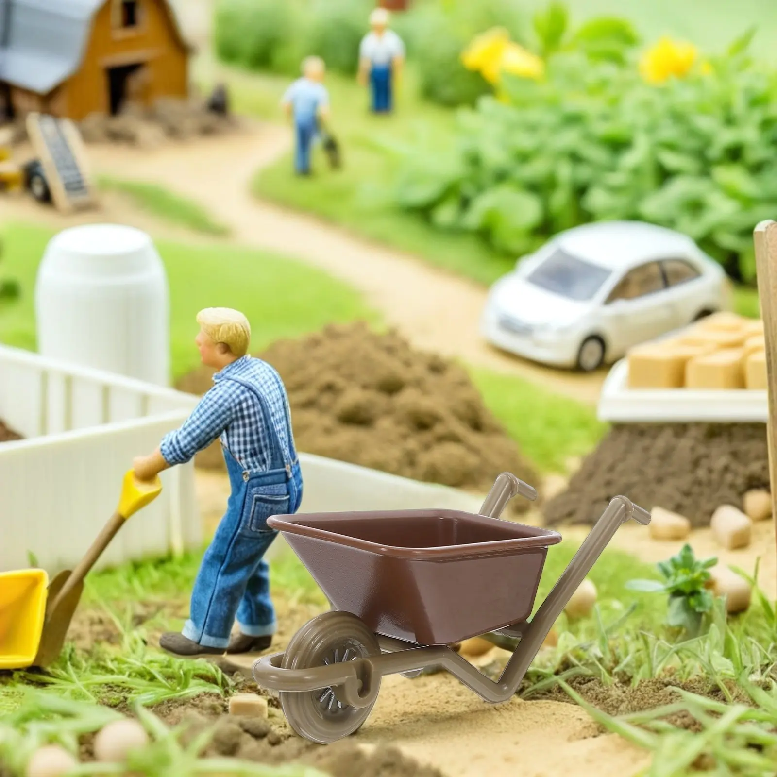 

6Pcs Mini Plastic Wheelbarrow Decorative Garden Accessories Fairy Micro Landscape Miniature Yard Decoration