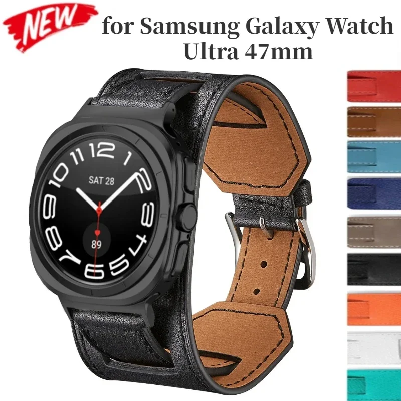 

Premium Leather Strap for Samsung Galaxy Watch Ultra 47mm Watchband Bracelet for Samsung Galaxy Watch 7 Ultra Correa Wristband