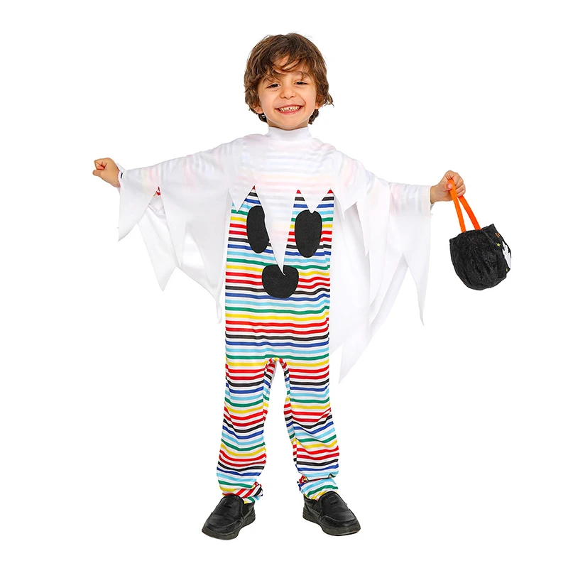 

Unisex Niño White Ghost Costume With Ghosts Basket And Striped Jumpsuit Enfant Scary Carnival Halloween Fancy Dress 2026