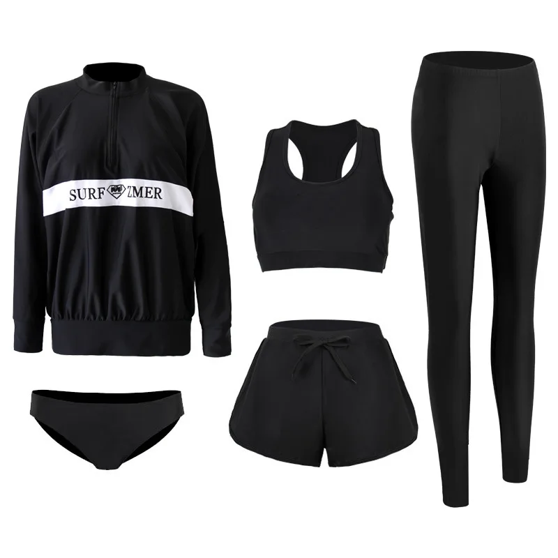 Couples Long Sleeve Rash Guards Multi-Piece Swimsuit Swimwear Bathing Suits Surfing Long Pants for Women And Men Beach Wear image 5