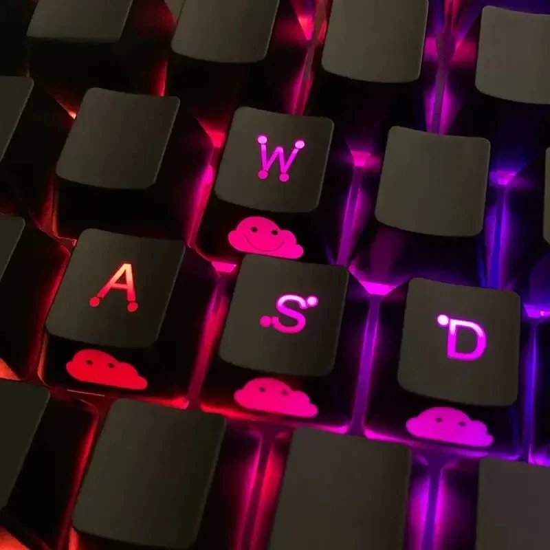 4Pcs Keycaps Lightning Baby Translucent Personalized  Mechanical Keyboard Keycaps ABS OEM Height WASD Arrow Keys Additional Keys