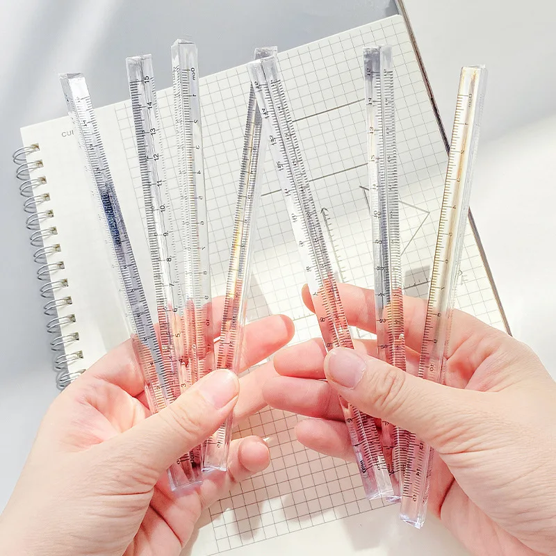 Transparent Plastic Triangular Ruler 15cm Straight Ruler Stationery for Primary Students Kawaii School Supplies view 4