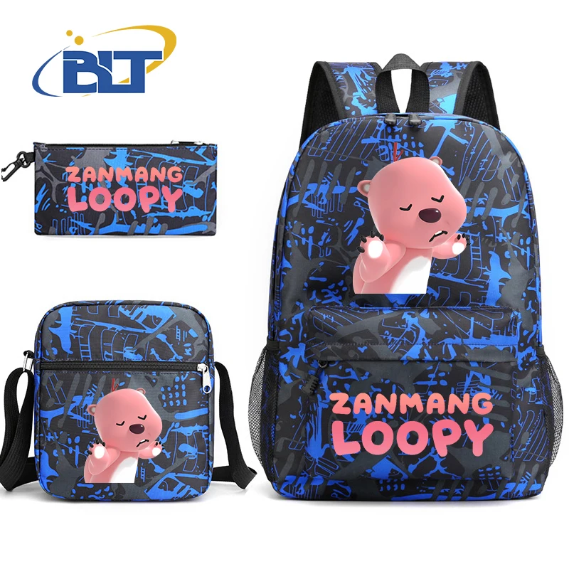 

Cute loopy school bag set kids gift youth backpack shoulder bag pencil case 3-piece set suitable for students