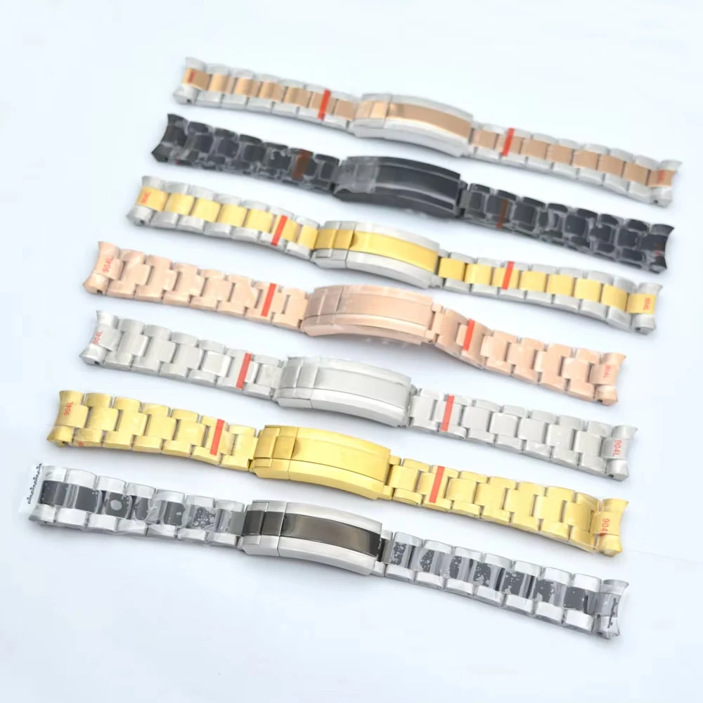 

high quality solid stainless steel watch band folding buckle strap Silver/rose gold/PVD black