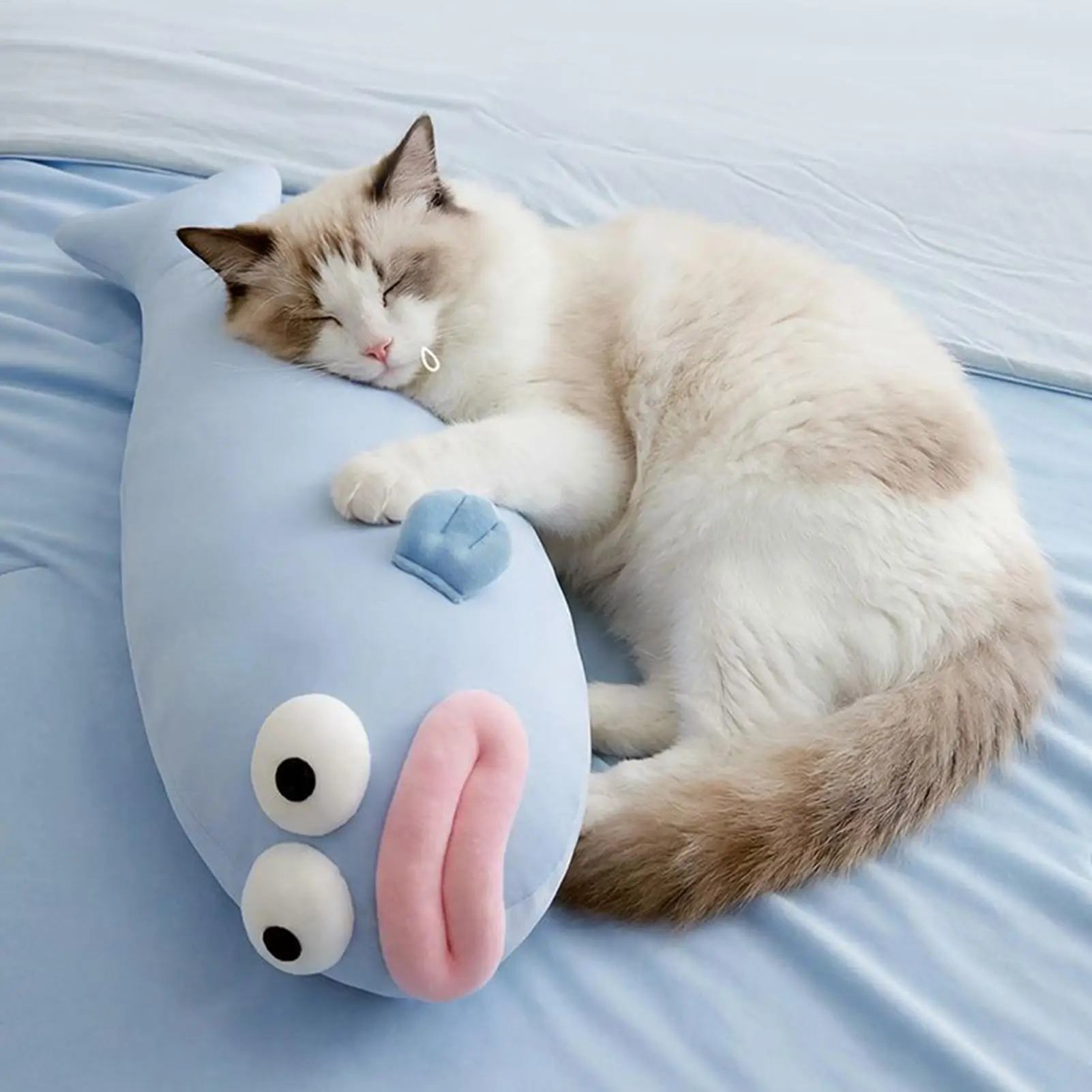 Cute Fish Plush Toy soft Stuffed Kawaii Fat Fish Doll Plushies Cooling Breathable Cool Down Bed Pillow Cushion Birthday Gifts