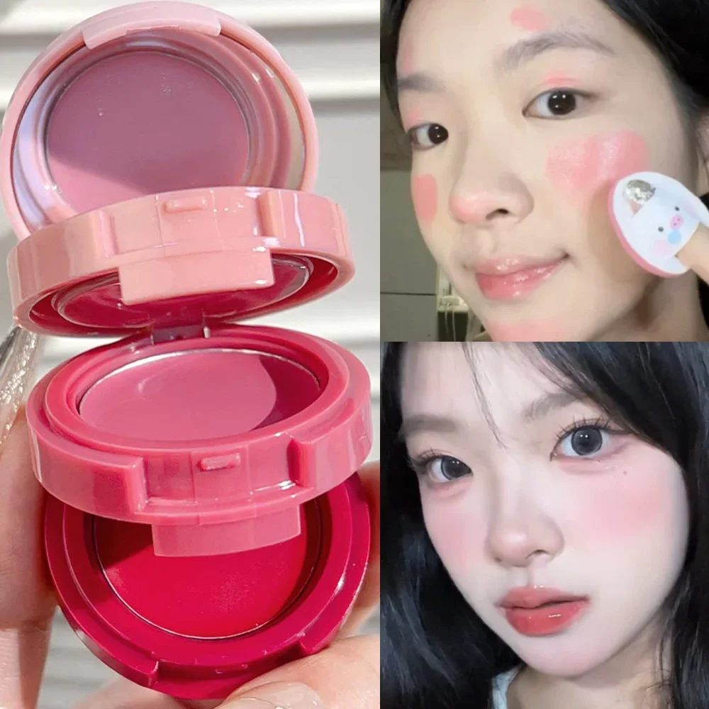 3-in-1 Rouge Creme wasserdicht langlebig leicht zu färben rosa Wange Tönung Schlamm befeuchtet aufhellen Gesichts kontur Rouge Lidschatten Lippe