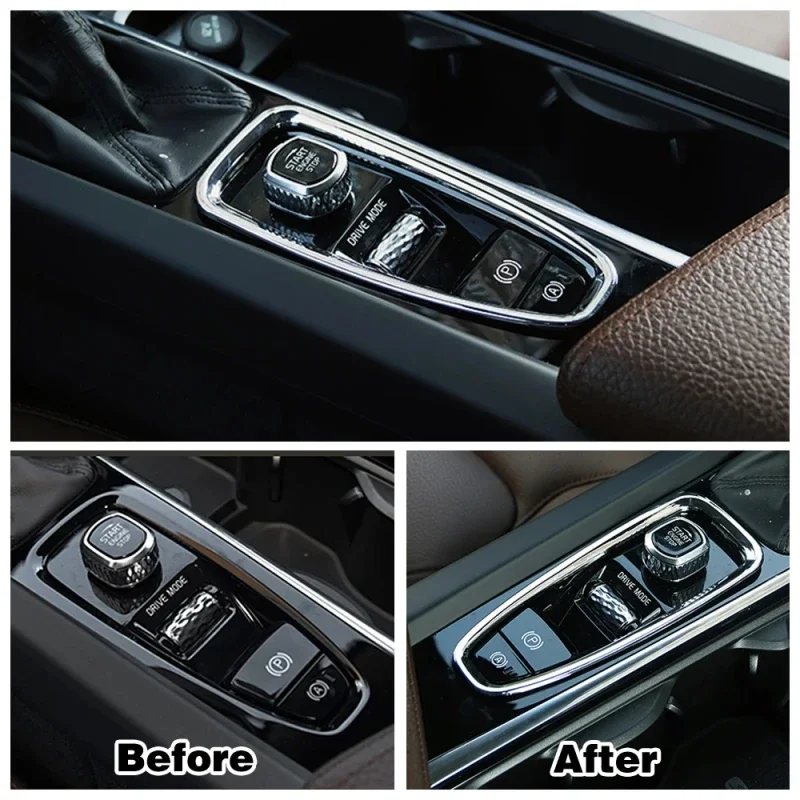 Für Volvo Xc90 Xc60 S90 V90 V60 S60 Abs 3d bonfiber Center Konsole Armlehne Getriebe Stall Bremshand Rahmen Dekoration Trim