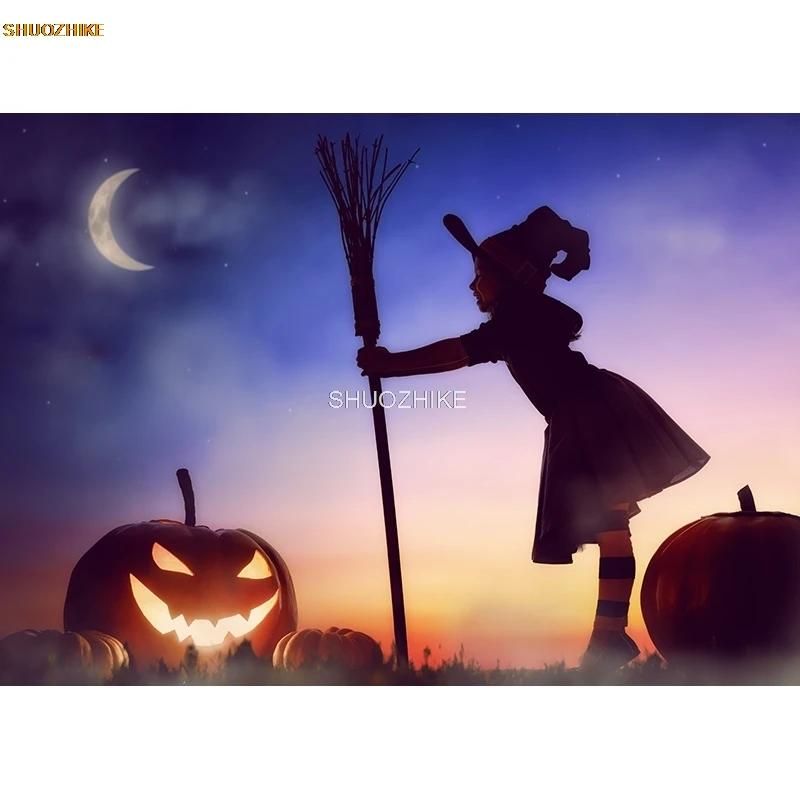 Shuozhike cenário de halloween abóbora lanterna castelo floresta lápide fundo de fotografia de bebê para estúdio fotográfico adereços NG-09