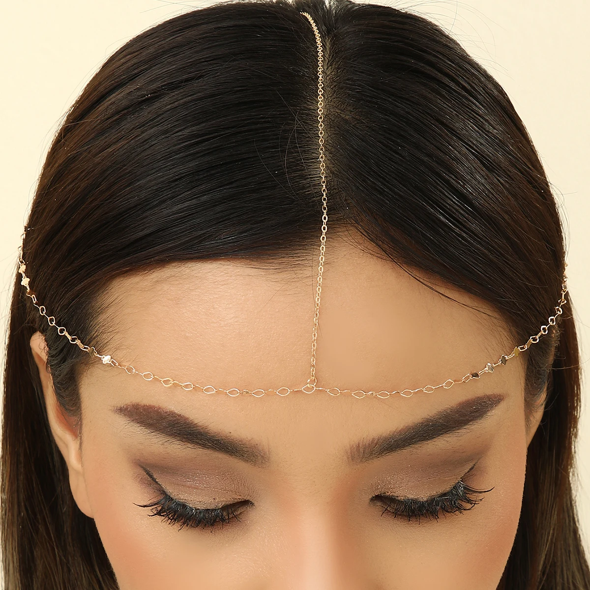 Kinitial Indian Bohemia Headband Hair Women Jewelry Metal Head Chain Headpiece Boho Hair Accessories