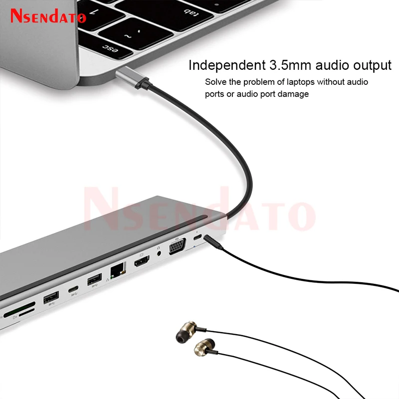 11 in 1 USB Type C HUB to 3.0 USB HD RJ45 USB HUB For MacBook Pro HUAWEI HP USB Splitter Multi 11 Ports Type C HUB USB-C HUB