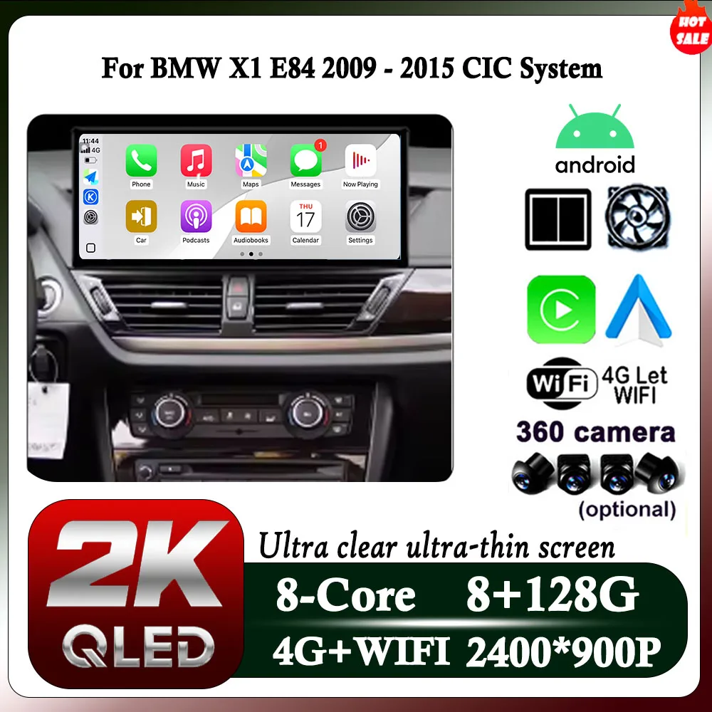 

Plug and Play 12.3” For BMW X1 E84 2009 - 2015 CIC System QLED 2400*900 Screen Android 14 Car GPS Navi Carplay 4G DSP WIFI Auto
