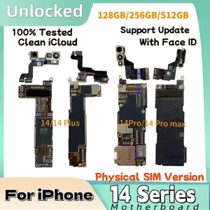 Bilashmart 100% Tested SIM Version iPhone 14 Pro Max Motherboard With Face ID 14 Plus Unlocked Clean iCloud Logic Board Mainboard