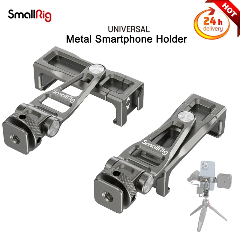 

Smallrig 3559 Universal Portable Metal Smartphone Holder Quick Switch Between Horizontal and Vertical Shots W/ Cold Shoe Mount