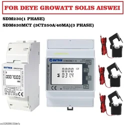 For DEYE Growatt Solis Aiswei Inverter Single Three 1 3 Phase DIN Rail Modbus RS485 Smart Energy Power Meter DDSU666 DTSU666