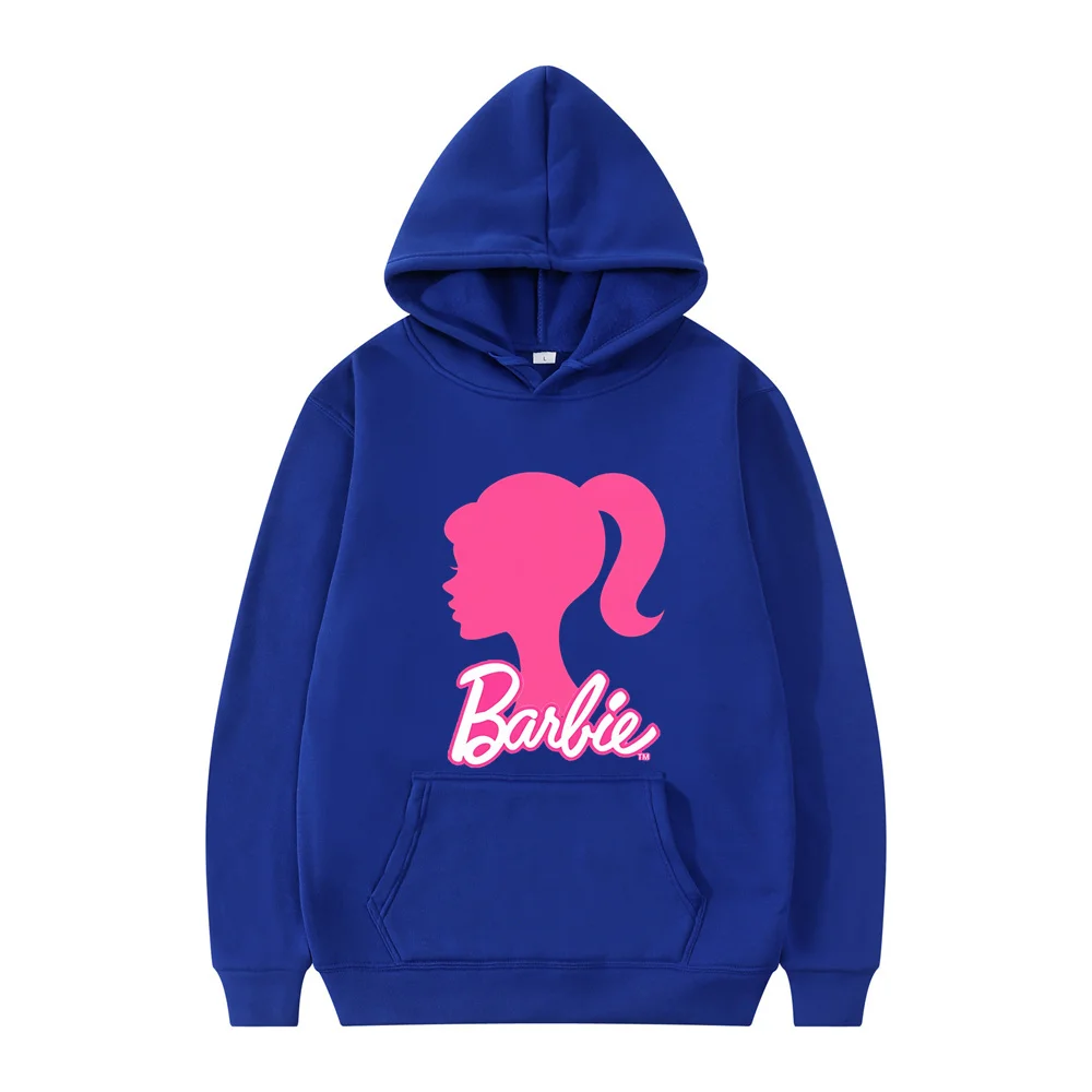 Disney Barbie Princess Cartoon Sweatshirts Pocket Anime Print Loose Clothing Daily Men Hoodies Autumn Winter Popular Pullover