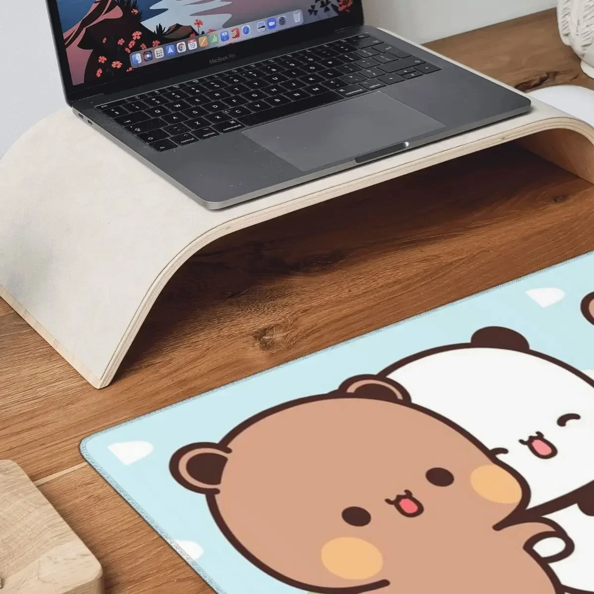 Персик и Goma Bubu Dudu Balloon Большой коврик для мыши Компьютерная клавиатура Коврик для мыши Геймер ПК Ноутбук Настольный коврик Аксессуары Настольные коврики