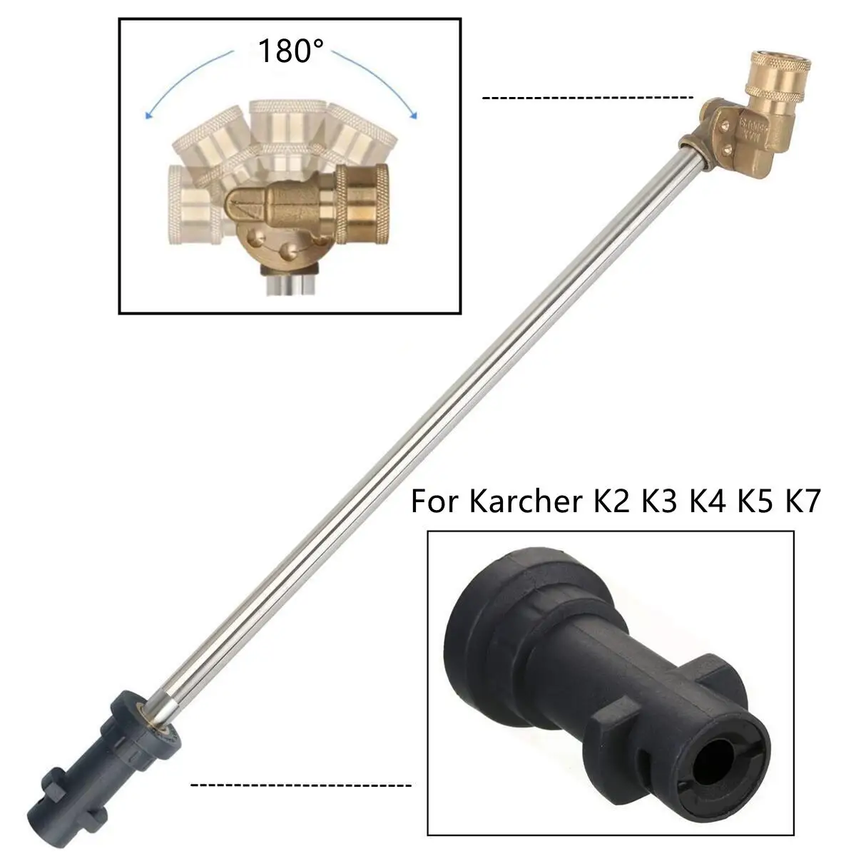 Car Wash Gun Extension Wand Lance For Karcher K2 K3 K4 K5 K7 With Pivoting Coupler Adapter And 5 Nozzles Angle Adjustable