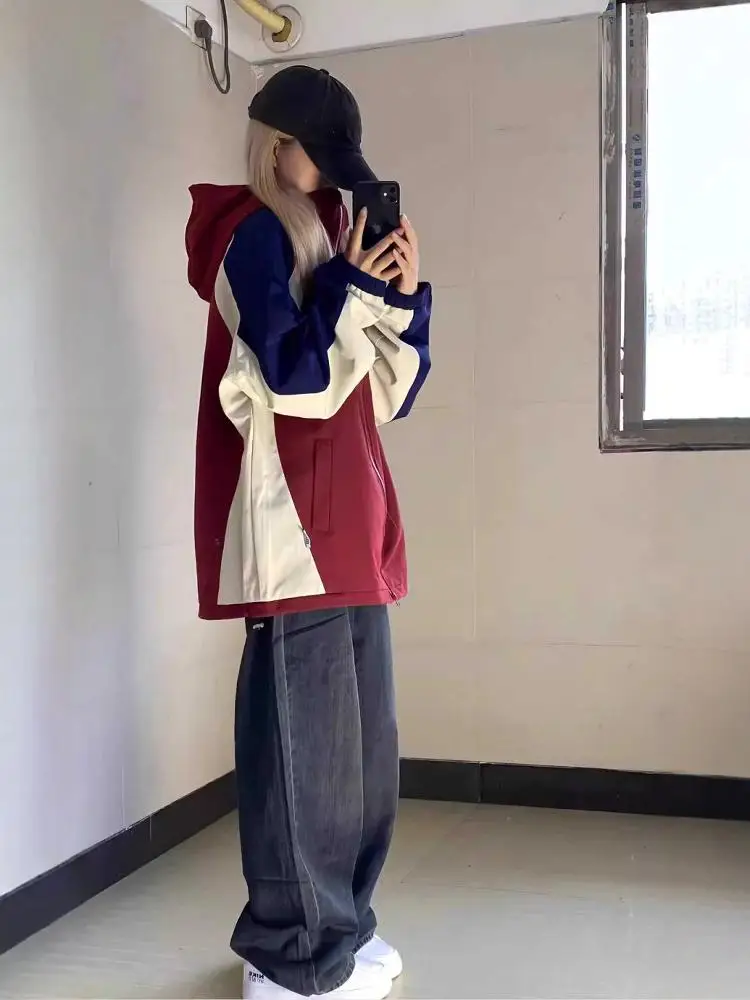 

Американский Sle Climbing Jaet, женская цветная ветровка с капюшоном, осень 2024, дизайнерская уличная одежда Sensation