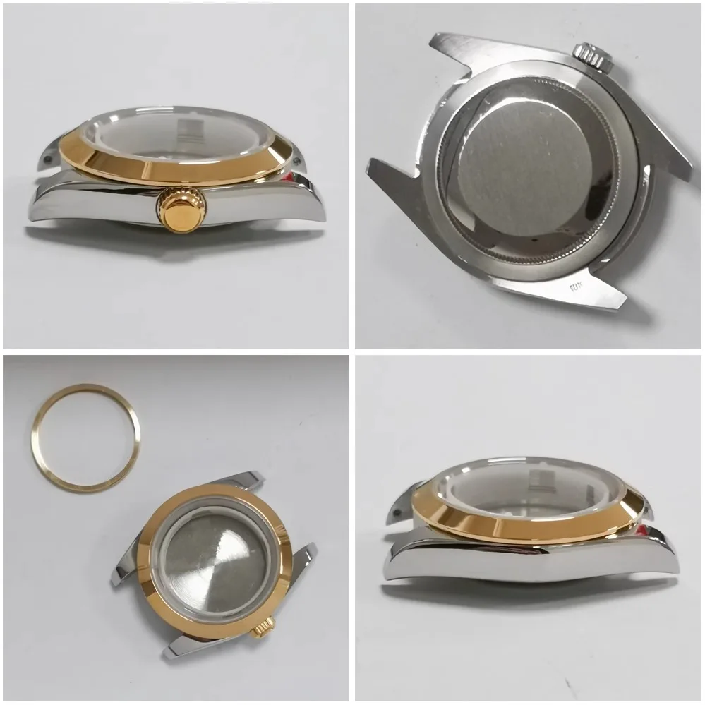 GOLD-TONE OYSTER PERPETUAL STAINLESS STEEL CASE 39MM SAPPHIRE CRYSTAL FOR CALIBRES 2836 AND 8215