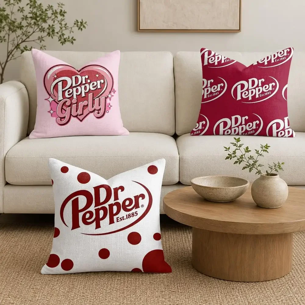 Fashion Hot D-Dr PepperS Bold Cushion Cover Organic Natural Linen Pillowcase with Double Sided Print for Sofa Home Decor Gift