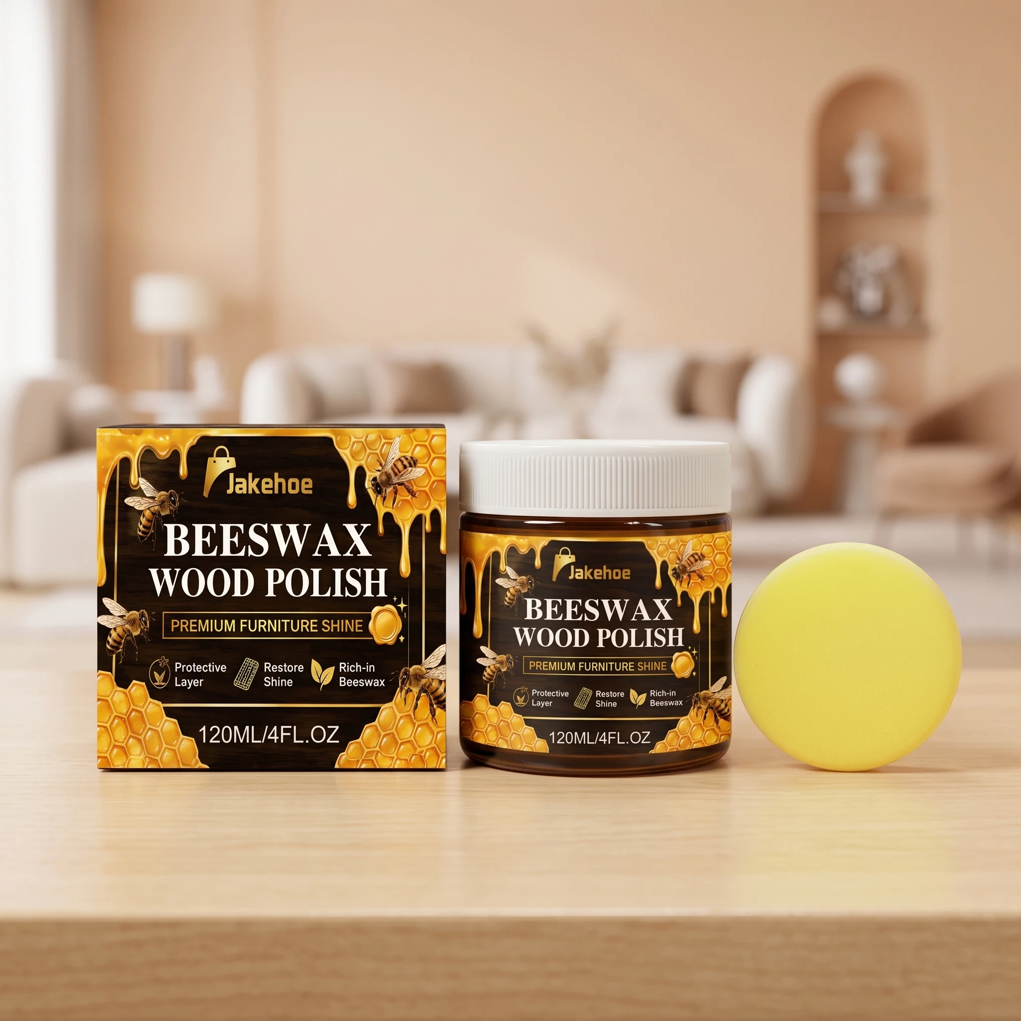 JAKEHOE Furniture Polishing Beeswax Natural Wood Seasoning Beeswax Polishing Beewax Waterproof Wood Wax Polish Wooden Floor Care