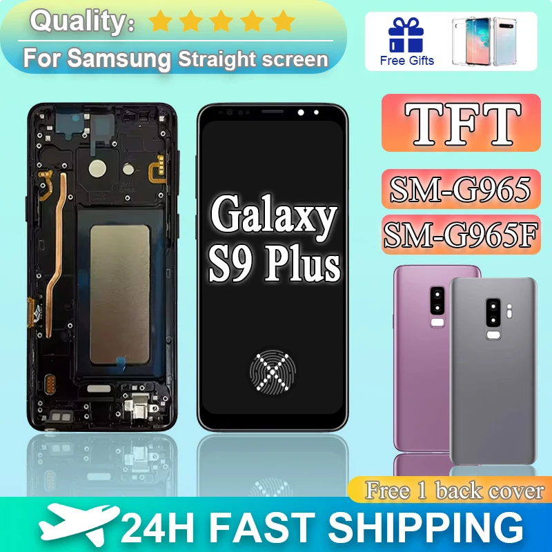 

New 100% Quality TFT For Samsung S9 Plus G965 G965F LCD Display Touch Screen With Frame Cover For Galaxy S9+ Display Replacement