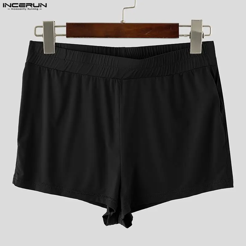INCERUN Men's Shorts Lace Patchwork See Through Elastic Waist Men Bottoms Sexy Summer 2026 Homewear Casual Cozy Shorts For Man